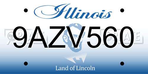 9AZV560 Illinois License Plate