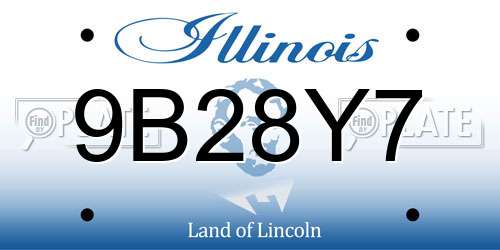 9B28Y7 Illinois License Plate