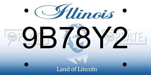 9B78Y2 Illinois License Plate