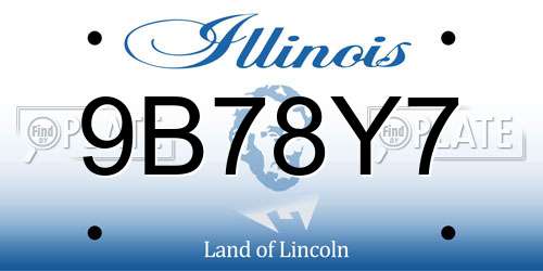 9B78Y7 Illinois License Plate