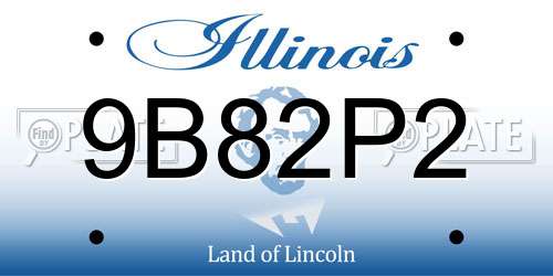 9B82P2 Illinois License Plate