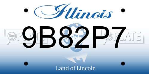 9B82P7 Illinois License Plate