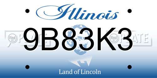 9B83K3 Illinois License Plate