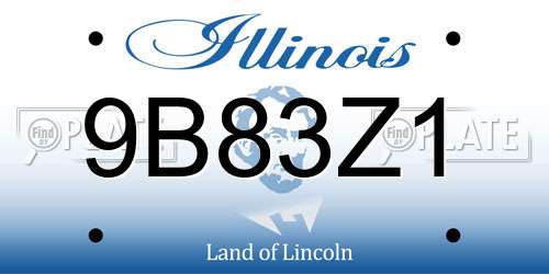 9B83Z1 Illinois License Plate