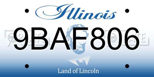 9BAF806 Illinois License Plate