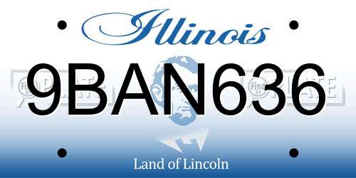 9BAN636 Illinois License Plate