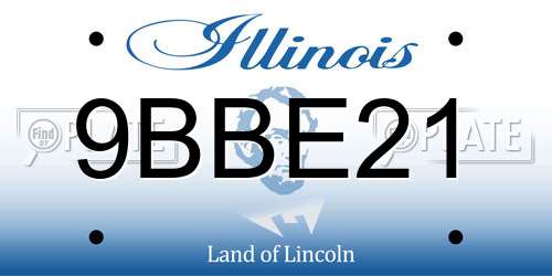 9BBE21 Illinois License Plate