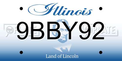 9BBY92 Illinois License Plate