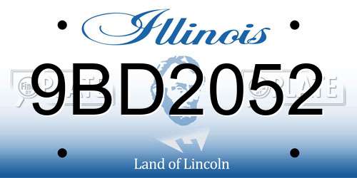 9BD2052 Illinois License Plate