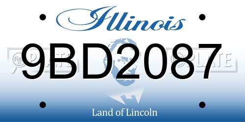 9BD2087 Illinois License Plate