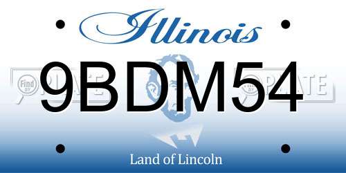 9BDM54 Illinois License Plate