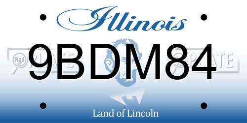 9BDM84 Illinois License Plate