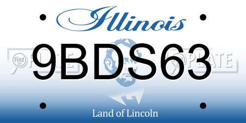 9BDS63 Illinois License Plate