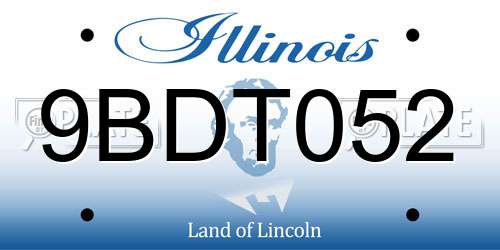 9BDT052 Illinois License Plate