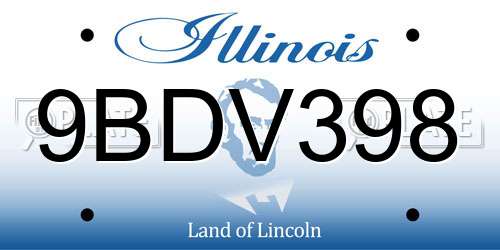 9BDV398 Illinois License Plate