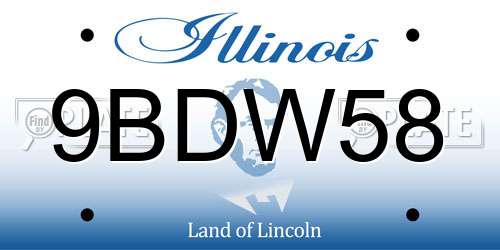 9BDW58 Illinois License Plate