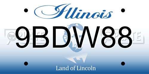 9BDW88 Illinois License Plate