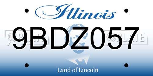 9BDZ057 Illinois License Plate