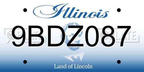9BDZ087 Illinois License Plate