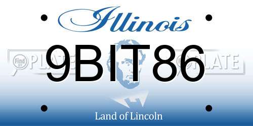 9BIT86 Illinois License Plate