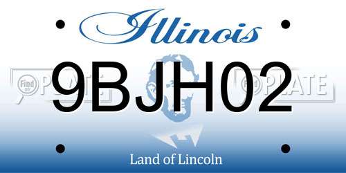 9BJH02 Illinois License Plate