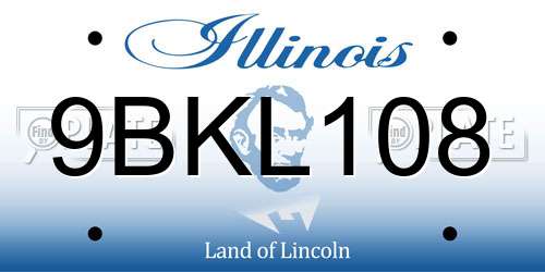 9BKL108 Illinois License Plate