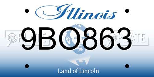 9BO863 Illinois License Plate