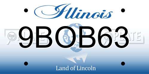 9BOB63 Illinois License Plate