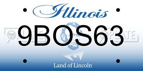 9BOS63 Illinois License Plate