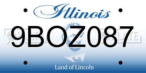 9BOZ087 Illinois License Plate