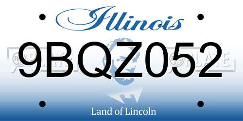 9BQZ052 Illinois License Plate