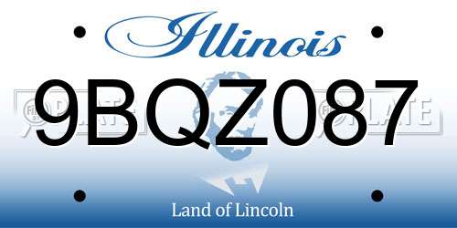 9BQZ087 Illinois License Plate