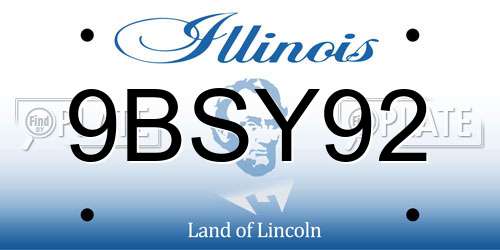 9BSY92 Illinois License Plate