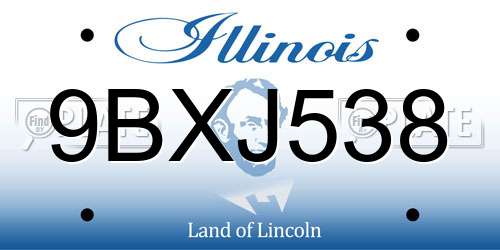 9BXJ538 Illinois License Plate