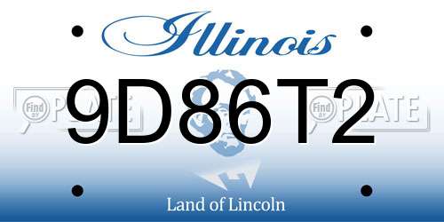 9D86T2 Illinois License Plate