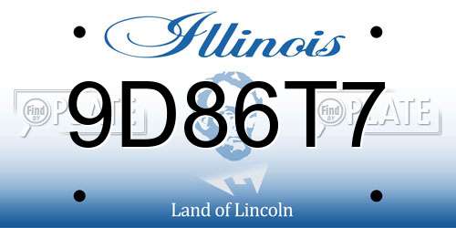 9D86T7 Illinois License Plate