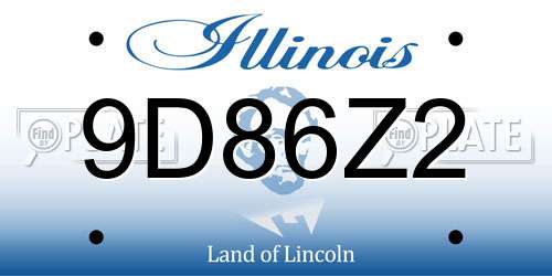 9D86Z2 Illinois License Plate