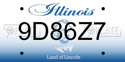 9D86Z7 Illinois License Plate