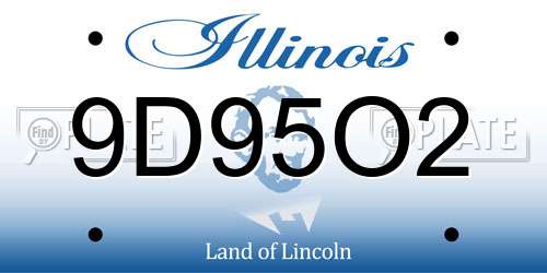 9D95O2 Illinois License Plate