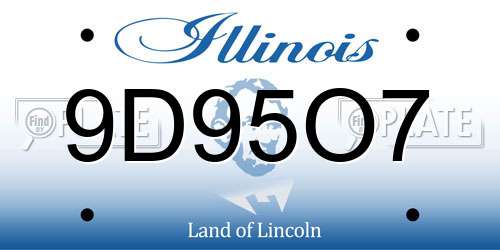 9D95O7 Illinois License Plate
