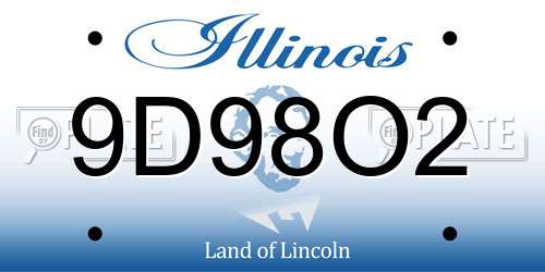 9D98O2 Illinois License Plate