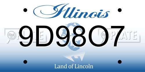 9D98O7 Illinois License Plate