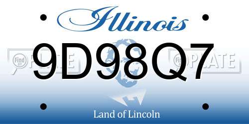 9D98Q7 Illinois License Plate
