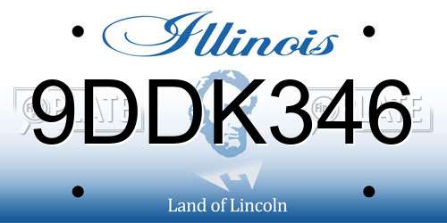 9DDK346 Illinois License Plate