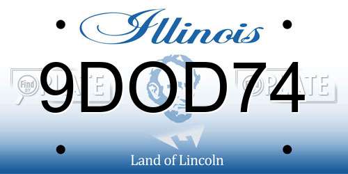 9DOD74 Illinois License Plate