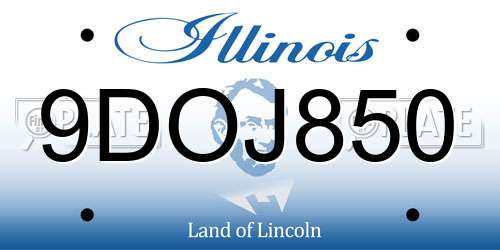 9DOJ850 Illinois License Plate