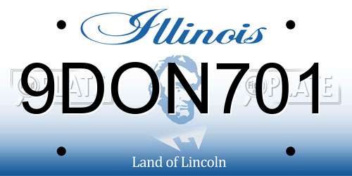 9DON701 Illinois License Plate