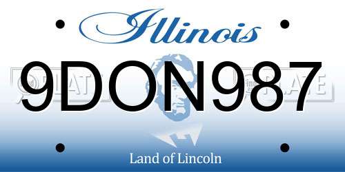 9DON987 Illinois License Plate