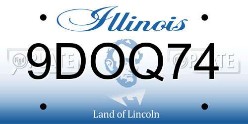 9DOQ74 Illinois License Plate