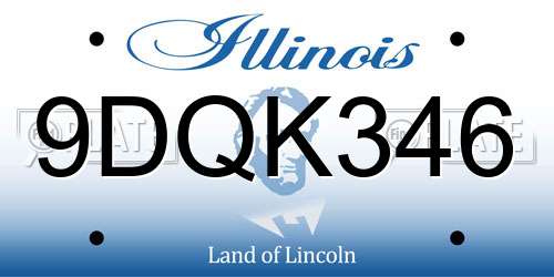 9DQK346 Illinois License Plate